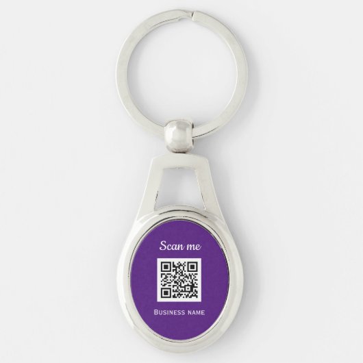 QR Code Business Logo Professional Paarse Modern Sleutelhanger (Voorkant)