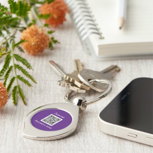 QR Code Business Logo Professional Paarse Modern Sleutelhanger (Zijkant)