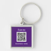 QR Code Business Logo Professional Paarse Modern Sleutelhanger (Voorkant)