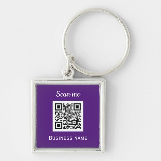 QR Code Business Logo Professional Paarse Modern Sleutelhanger (Voorkant)