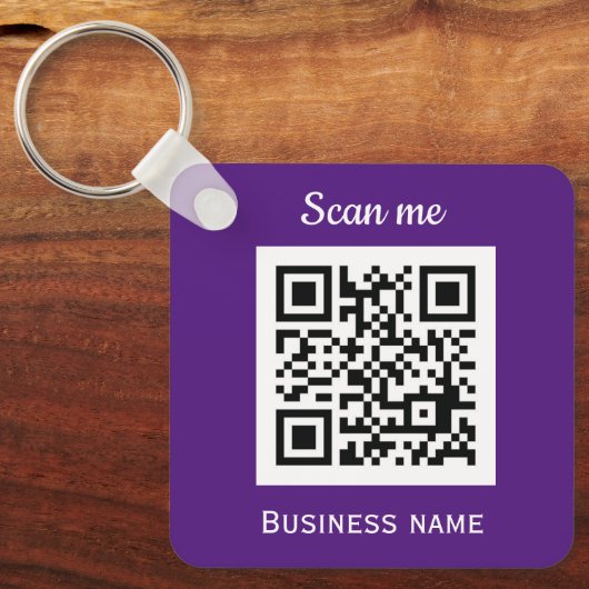 QR Code Business Logo Professional Paarse Modern Sleutelhanger (Voorkant)
