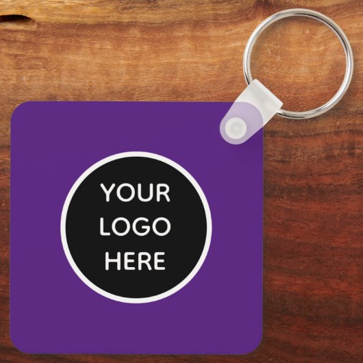 QR Code Business Logo Professional Paarse Modern Sleutelhanger (Achterkant)