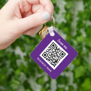 QR Code Business Logo Professional Paarse Modern Sleutelhanger