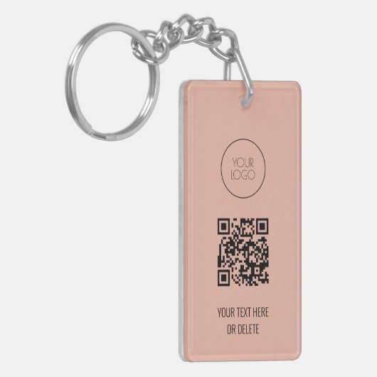 QR Code Business Logo Professional Roze en zwart Sleutelhanger (Voorkant Links)
