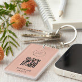 QR Code Business Logo Professional Roze en zwart Sleutelhanger (Voorkant Rechts)