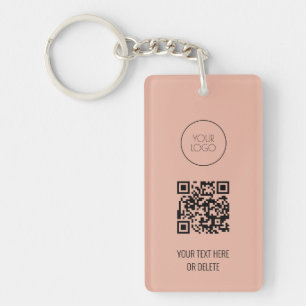 QR Code Business Logo Professional Roze en zwart Sleutelhanger