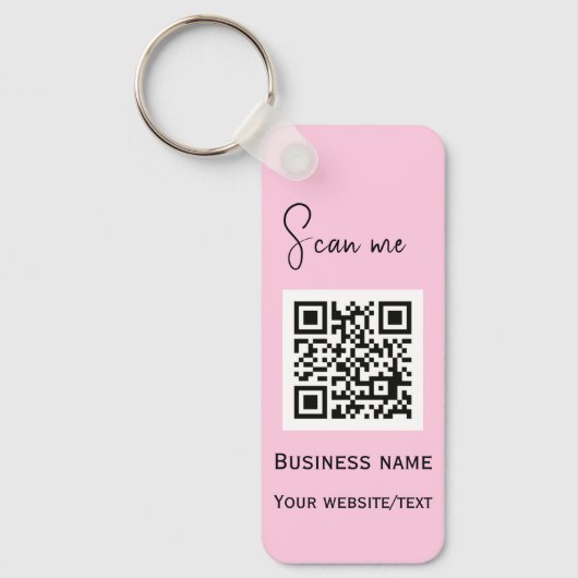 QR Code Business Logo Professional Roze Sleutelhanger (Voorkant)