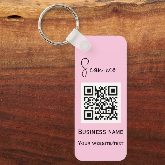 QR Code Business Logo Professional Roze Sleutelhanger (Voorkant)