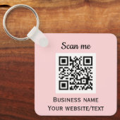QR Code Business Logo Professional Roze Sleutelhanger (Voorkant)