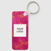 QR Code Business Logo Professional Roze Sleutelhanger (Achterkant)