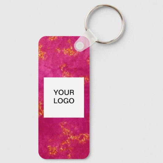 QR Code Business Logo Professional Roze Sleutelhanger (Achterkant)