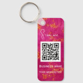 QR Code Business Logo Professional Roze Sleutelhanger (Voorkant)
