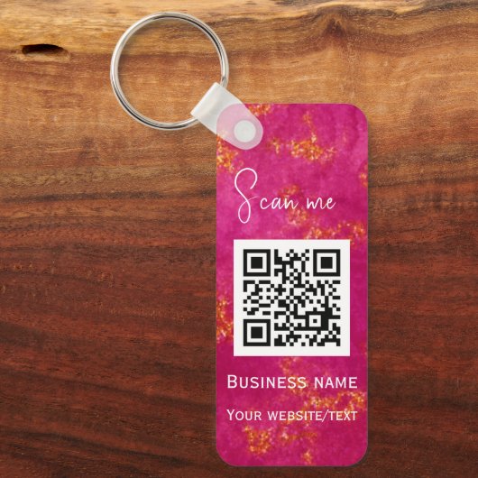 QR Code Business Logo Professional Roze Sleutelhanger (Voorkant)