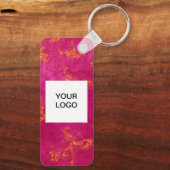 QR Code Business Logo Professional Roze Sleutelhanger (Achterkant)