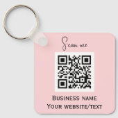 QR Code Business Logo Professional Roze Sleutelhanger (Voorkant)