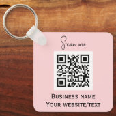 QR Code Business Logo Professional Roze Sleutelhanger (Voorkant)
