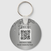 QR Code Business Logo Professional Silver Sleutelhanger (Voorkant)