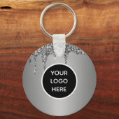 QR Code Business Logo Professional Silver Sleutelhanger (Achterkant)