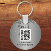QR Code Business Logo Professional Silver Sleutelhanger (Voorkant)