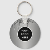 QR Code Business Logo Professional Silver Sleutelhanger (Achterkant)