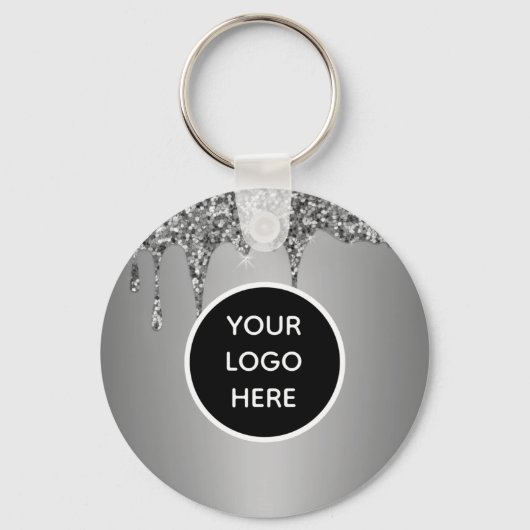 QR Code Business Logo Professional Silver Sleutelhanger (Achterkant)