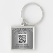 QR Code Business Logo Professional Silver Sleutelhanger (Voorkant)