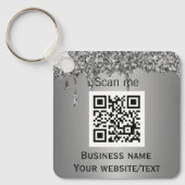QR Code Business Logo Professional Silver Sleutelhanger (Voorkant)