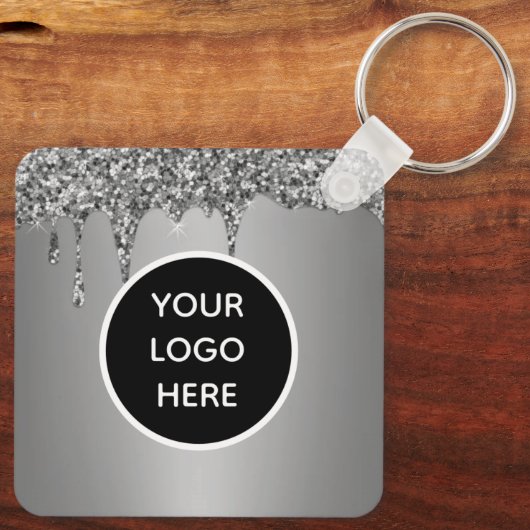QR Code Business Logo Professional Silver Sleutelhanger (Achterkant)