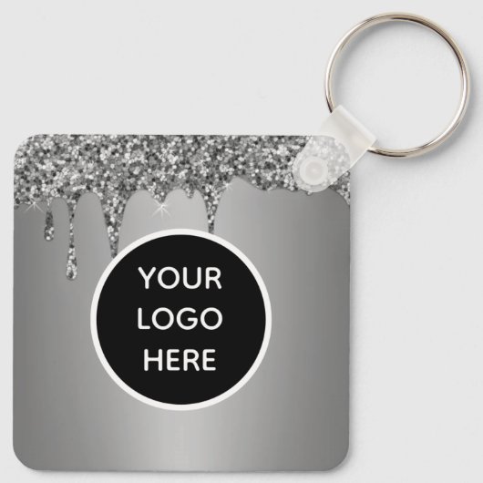 QR Code Business Logo Professional Silver Sleutelhanger (Achterkant)