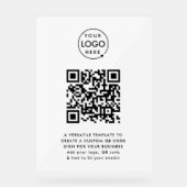 QR-code | Business Logo Professional Simple White Acryl Bord (Voorkant)