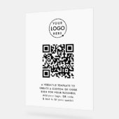 QR-code | Business Logo Professional Simple White Acryl Bord (Hoek)