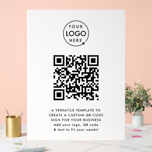 QR-code | Business Logo Professional Simple White Acryl Bord (Huwelijk)
