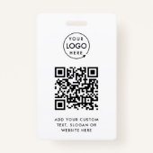 QR-code | Business Logo Professional Simple White Badge (Voorkant)