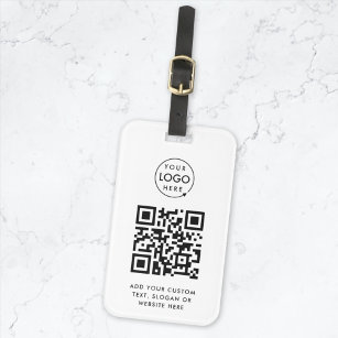 QR-code   Business Logo Professional Simple White Bagagelabel