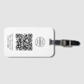 QR-code | Business Logo Professional Simple White Bagagelabel (Voorkant (horizontaal))
