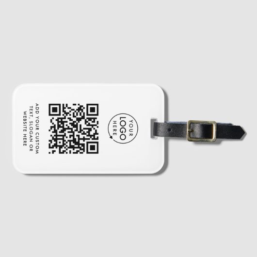 QR-code | Business Logo Professional Simple White Bagagelabel (Voorkant (horizontaal))