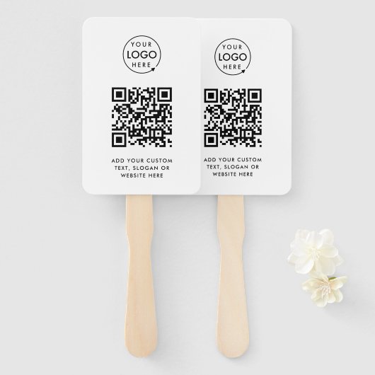 QR-code | Business Logo Professional Simple White Handwaaier (Voorkant en achterkant)