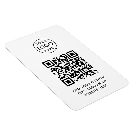 QR-code | Business Logo Professional Simple White Magneet (Rechterzijde)