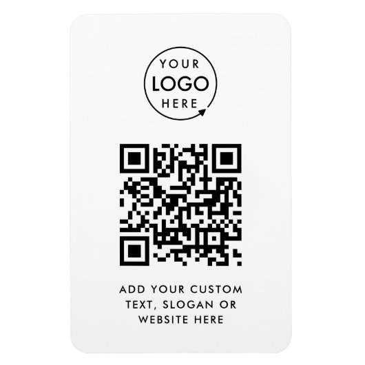 QR-code | Business Logo Professional Simple White Magneet (Verticaal)