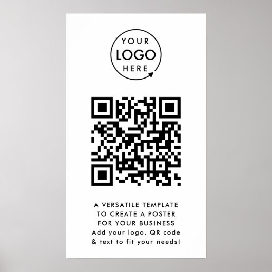 QR-code | Business Logo Professional Simple White Poster (Voorkant)
