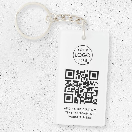 QR-code | Business Logo Professional Simple White Sleutelhanger