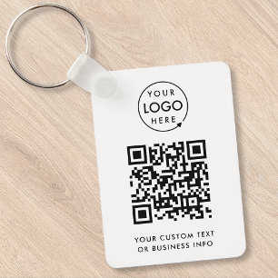 QR-code Business Logo Professional Simple White Sleutelhanger
