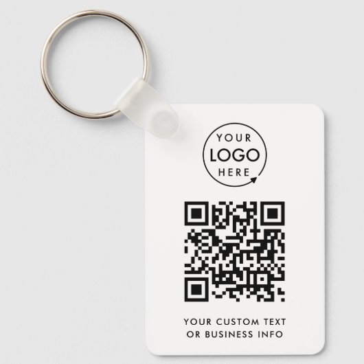 QR-code | Business Logo Professional Simple White Sleutelhanger (Voorkant)