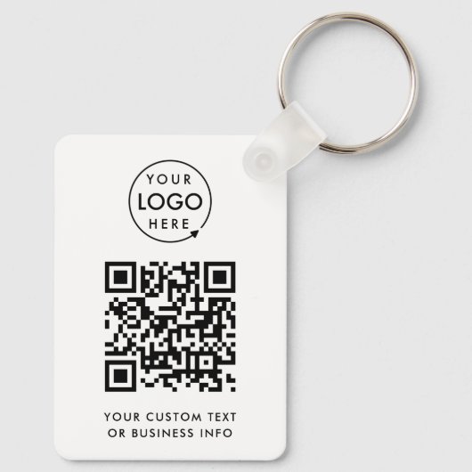 QR-code | Business Logo Professional Simple White Sleutelhanger (Achterkant)
