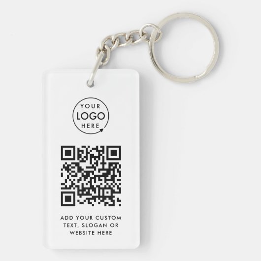 QR-code | Business Logo Professional Simple White Sleutelhanger (achterkant)