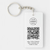 QR-code | Business Logo Professional Simple White Sleutelhanger (Voorkant)