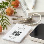 QR Code Business Logo Professional White en Black Sleutelhanger (Voorkant Rechts)