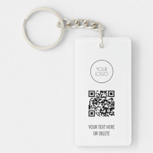 QR Code Business Logo Professional White en Black Sleutelhanger