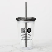 QR Code Business Logo Professional Zwart Modern Acryl Drinkbeker (Voorkant)
