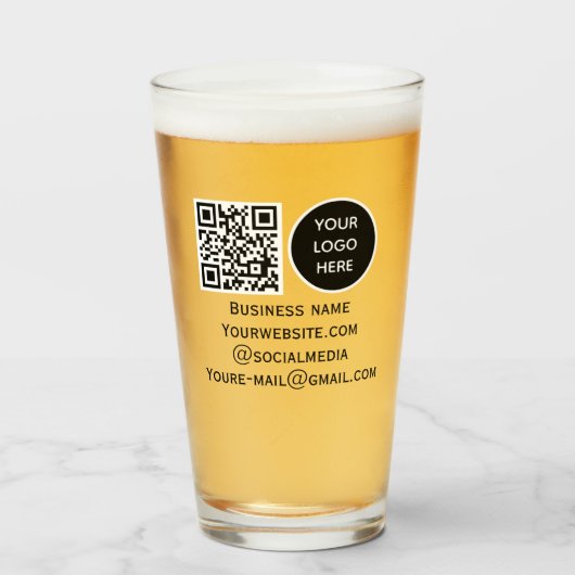 QR Code Business Logo Professional Zwart Modern Glas (Voorkant gevuld)